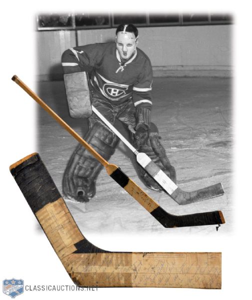 Jacques Plantes 1958-59 Montreal Canadiens Game-Used Team-Signed Stick from Family