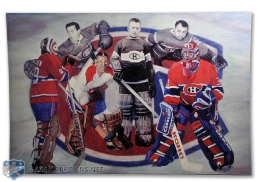 Shocking Montreal Canadiens Goaltenders Tribute Painting Giclee (36" x 54")