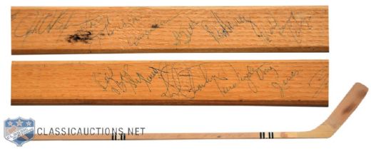 Montreal Canadiens 1975-76 Stanley Cup Champions Team-Signed Stick by 22 with 7 HOFers Including Dryden