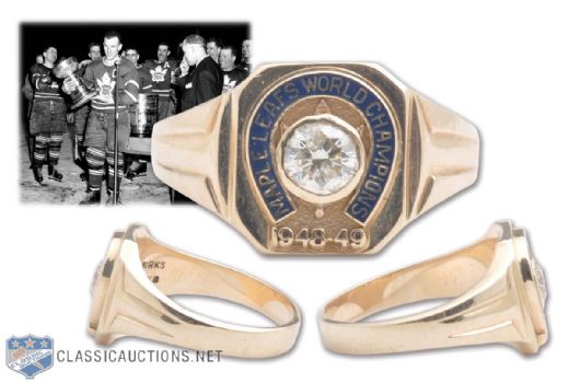 Toronto Maple Leafs 1948-49 Stanley Cup Championship 10K Gold and Diamond Ring