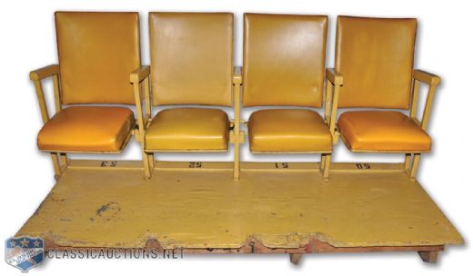 Maple Leaf Gardens Set of 4 Gold Seats on Pedestal Team-Signed by 1999 Leafs - Team LOA