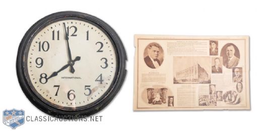 Vintage Chicago Stadium Clock and 1929 Chicago Stadium Advertisement