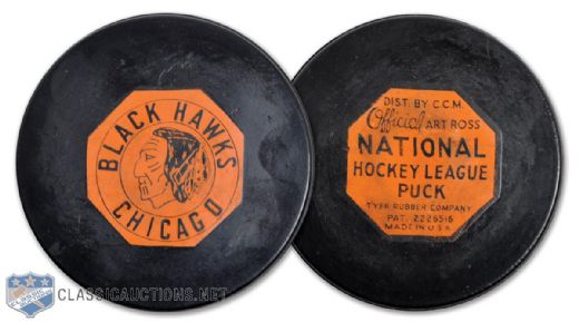 Chicago Black Hawks 1958-62 "Original Six" Art Ross Game Puck - Hawks First Team Logo Puck!