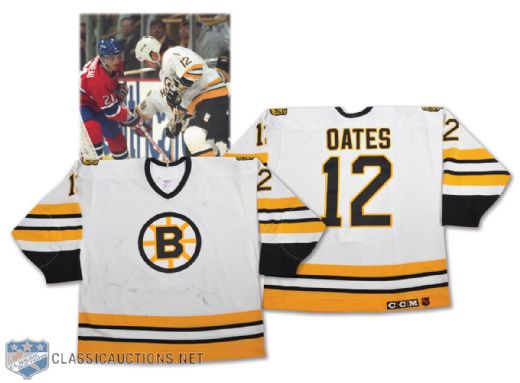 Adam Oates 1994-95 Boston Bruins Game-Worn Jersey - Team Repairs!