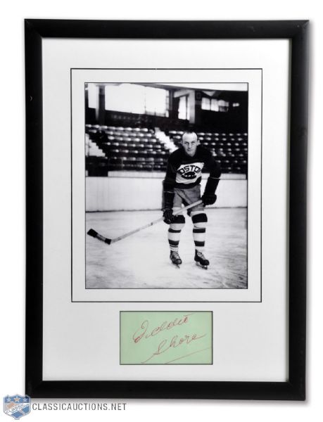 Deceased HOFer Eddie Shore Signed Framed Montage (13 1/2" x 18")