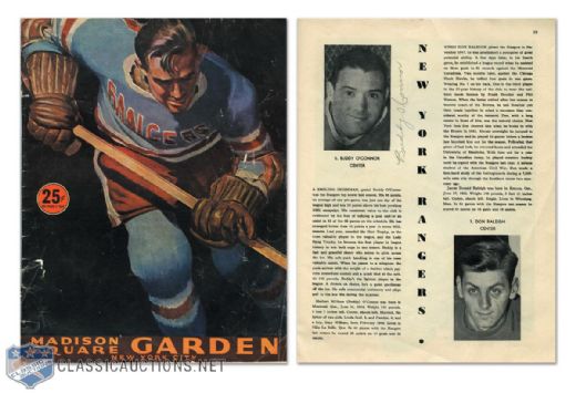 New York Rangers 1948-49 Team-Signed Program by 16 with 4 Deceased HOFers