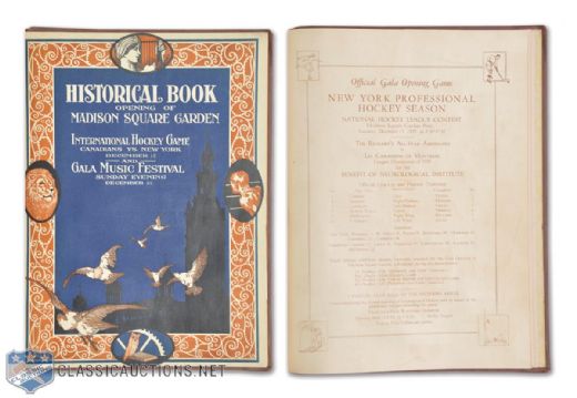 1925 Madison Square Garden Opening Night Program (Canadiens vs. Americans)