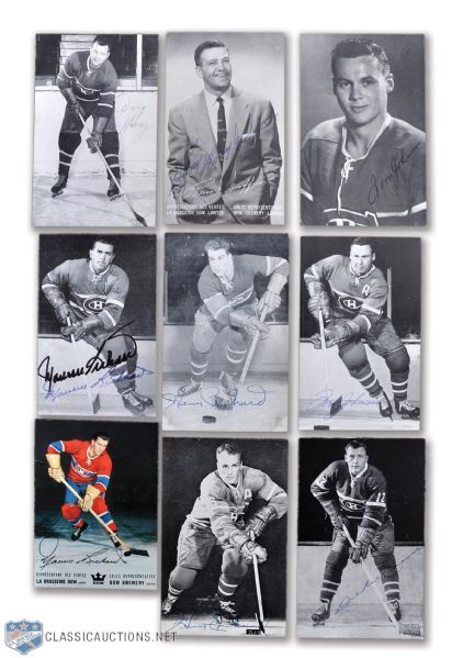 Montreal Canadiens 1950s-1960s Signed Postcard Collection of 18 with Richard Bros, Harvey and Geoffrion