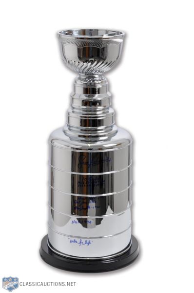 Huge Stanley Cup Replica Autographed by HOFer Jean Beliveau with Special Inscriptions