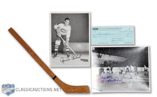 Maurice "Rocket" Richard Autograph and Memorabilia Collection of 4