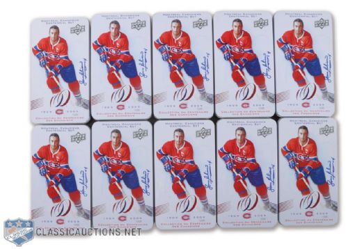Montreal Canadiens Centennial Card Set Tins (10) Autographed by Jean Beliveau