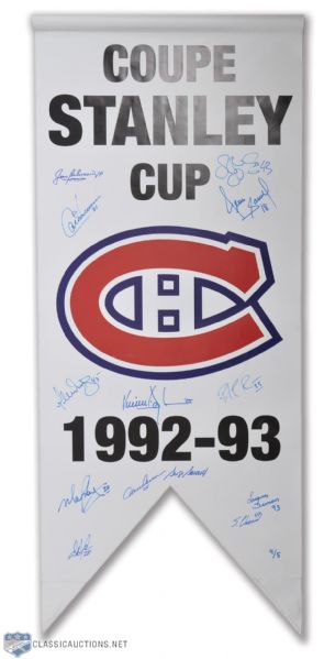Montreal Canadiens Multi-Signed 1992-93 Stanley Cup Banner (20" x 48")