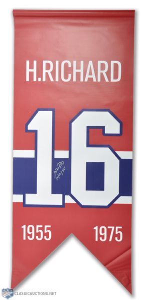 Henri Richard Signed Montreal Canadiens Jersey Retirement Banner (20" x 48")
