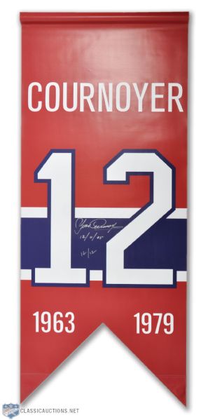 Yvan Cournoyer Signed Montreal Canadiens Jersey Number Retirement Banner (20 1/2" x 48")