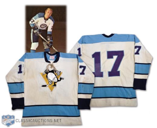 Ron Schocks 1971-72 Pittsburgh Penguins Game-Worn Jersey - Team Repairs!