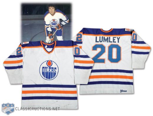 Dave Lumleys 1979-80 Edmonton Oilers NHL Inaugural Season Game-Worn Jersey with LOA <br>- Team Repairs! - Photo-Matched!