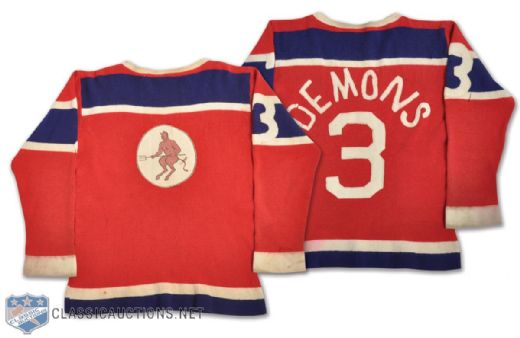 Melbourne Demons 1951 Game-Worn Wool Hockey Jersey
