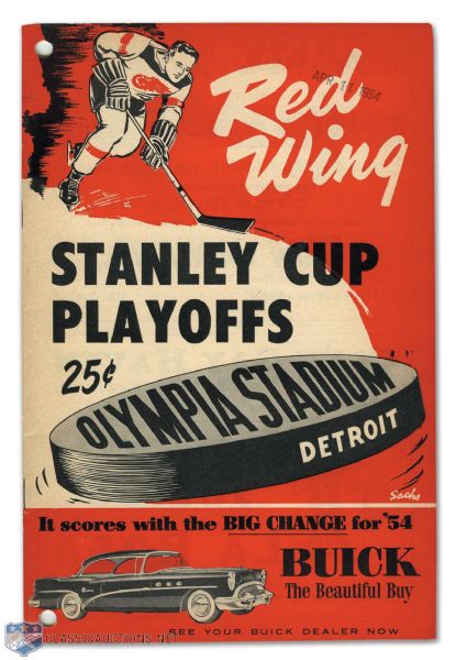 1954 Stanley Cup Finals Program - Detroit Red Wings vs Montreal Canadiens