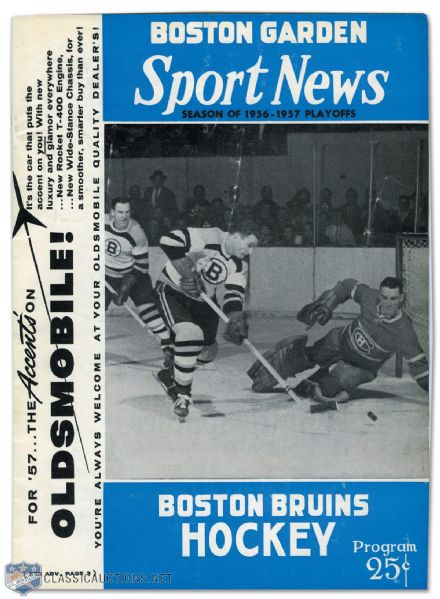 1957 Stanley Cup Finals Program - Boston Bruins vs Montreal Canadiens