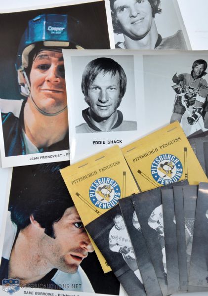 Pittsburgh Penguins 1967-68 to 1973-74 Postcard and Media Photo Collection of 92