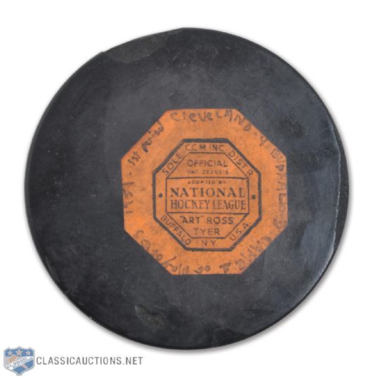 Cleveland Barons vs Buffalo Bisons 1950-51 Art Ross Playoffs Game-Used Puck