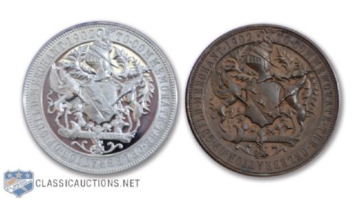 Beautiful 1902 Lord Stanley Silver and Bronze Presentation Medals