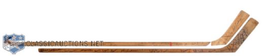 Chicago Black Hawks Late-1940s Team-Signed Stick and Multi-Signed Vintage Stick