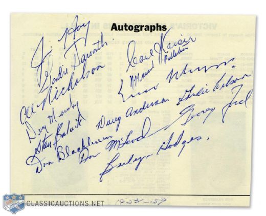 WHL Victoria Cougars and PCHL New Westminster Royals 1950s Team-Signed Sheets/Covers (3)