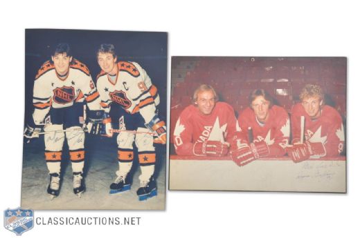 Gretzky/Lemieux and Gretzky/Bossy/Lafleur Multi-Signed Photos