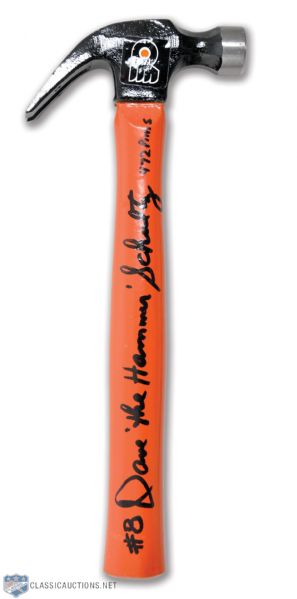 Philadelphia Flyers 1974 and 1975 Stanley Cup Champions Limited-Edition Team-Signed Stick Plus Schultz Signed Hammer