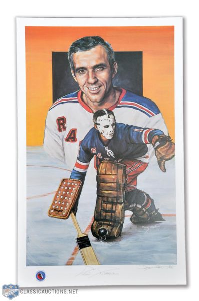 Eddie Giacomin Signed Limited-Edition Hockey Hall of Fame Art Print by Doug West