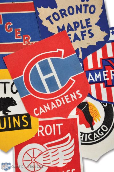 1934-43 Bee Hive Premium NHL Team Shield Crest Collection of 7