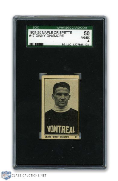 1924-25 Maple Crispette V130 #17 Dinny Dinsmore RC - Graded SGC 4