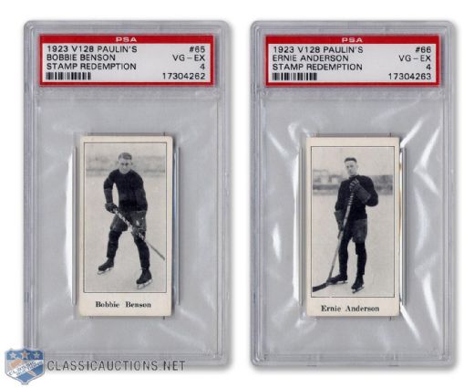 1924-26 Paulins Candy V128 - #65 Benson & #66 Anderson - Both Graded PSA 4