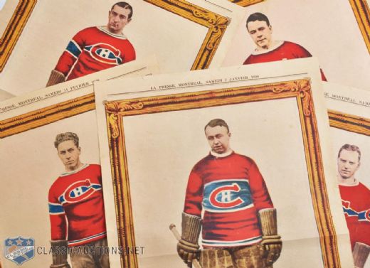 1927-28 Montreal Canadiens "La Presse" Picture Collection of 6 with Joliat and Hainsworth