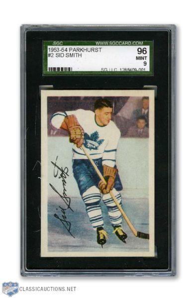 1953-54 Parkhurst #2 Sid Smith - Graded SGC 9 - None Graded Higher