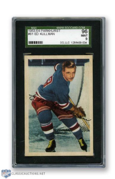 1953-54 Parkhurst #61 Ed Kullman - Graded SGC 9 - None Graded Higher