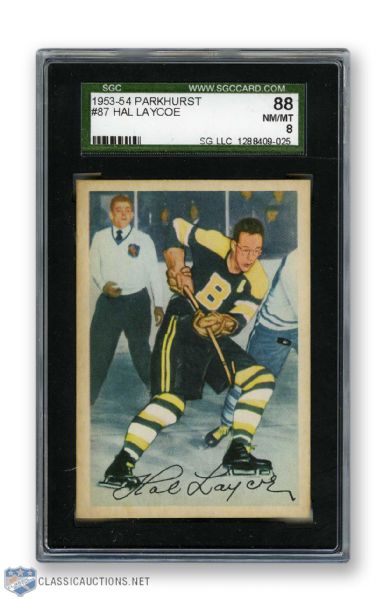 1953-54 Parkhurst #87 - Hal Laycoe Graded SGC 8