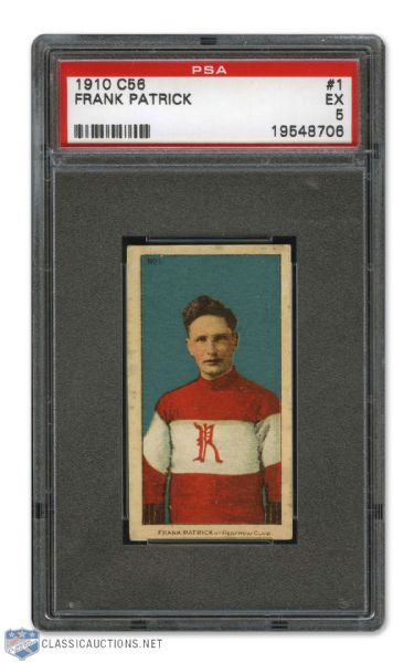 1910-11 Imperial Tobacco C56 #1 HOFer Frank Patrick RC - Graded PSA 5