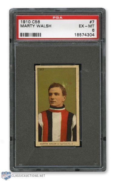1910-11 Imperial Tobacco C56 #7 HOFer Martin "Marty" Walsh RC - Graded PSA 6