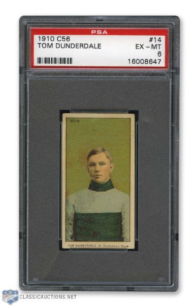 1910-11 Imperial Tobacco C56 #14 HOFer Tommy "Tom" Dunderdale RC - Graded PSA 6
