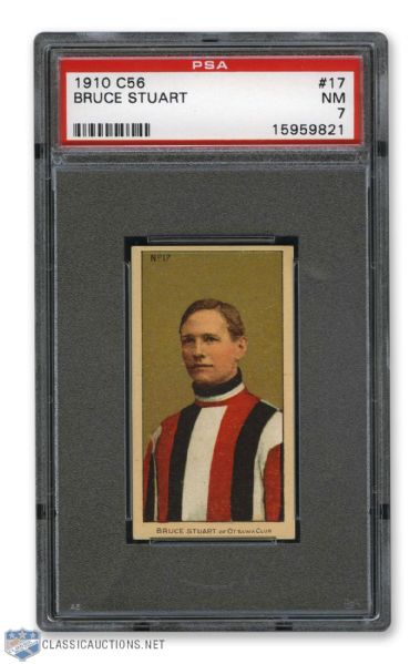 1910-11 Imperial Tobacco C56 #17 HOFer Bruce Stuart RC - Graded PSA 7 - Highest Graded!