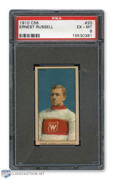 1910-11 Imperial Tobacco C56 #20 HOFer Ernest "Ernie" Russell RC - Graded PSA 6 - Highest Graded!