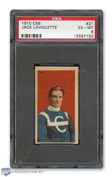 1910-11 Imperial Tobacco C56 #21 HOFer Jean-Baptiste "Jack" Laviolette RC - Graded PSA 6