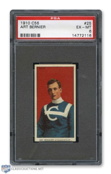 1910-11 Imperial Tobacco C56 #25 Arthur "Art" Bernier RC - Graded PSA 6 - Highest Graded!
