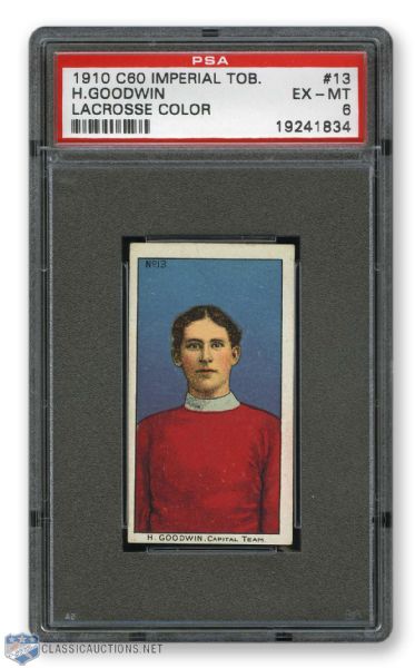 1910-11 Imperial Tobacco C60 #13 Herbert "Moose" Goodwin RC - Graded PSA 6 - Highest Graded!