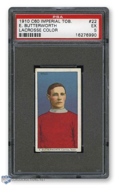 1910-11 Imperial Tobacco C60 #22 HOFer Ernie Butterworth RC - Graded PSA 5 - Highest Graded!