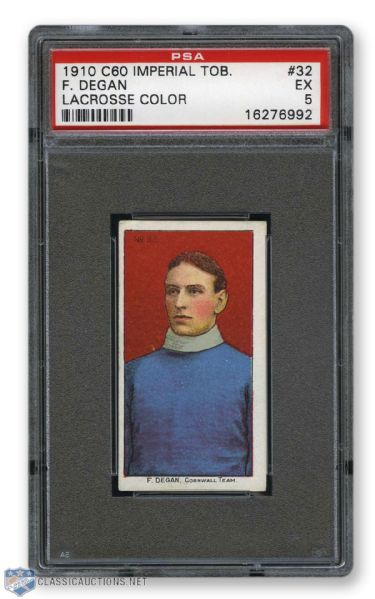 1910-11 Imperial Tobacco C60 #32 HOFer Fred Degan RC - Graded PSA 5 - Highest Graded!