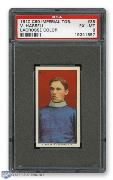 1910-11 Imperial Tobacco C60 #35 V. Hassell RC - Graded PSA 6 - Highest Graded!