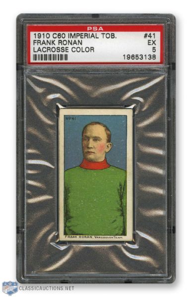 1910-11 Imperial Tobacco C60 #41 Frank Ronan RC - Graded PSA 5 - Highest Graded!